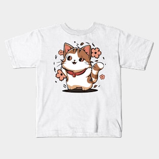 Carefree Kawaii Cat Kids T-Shirt